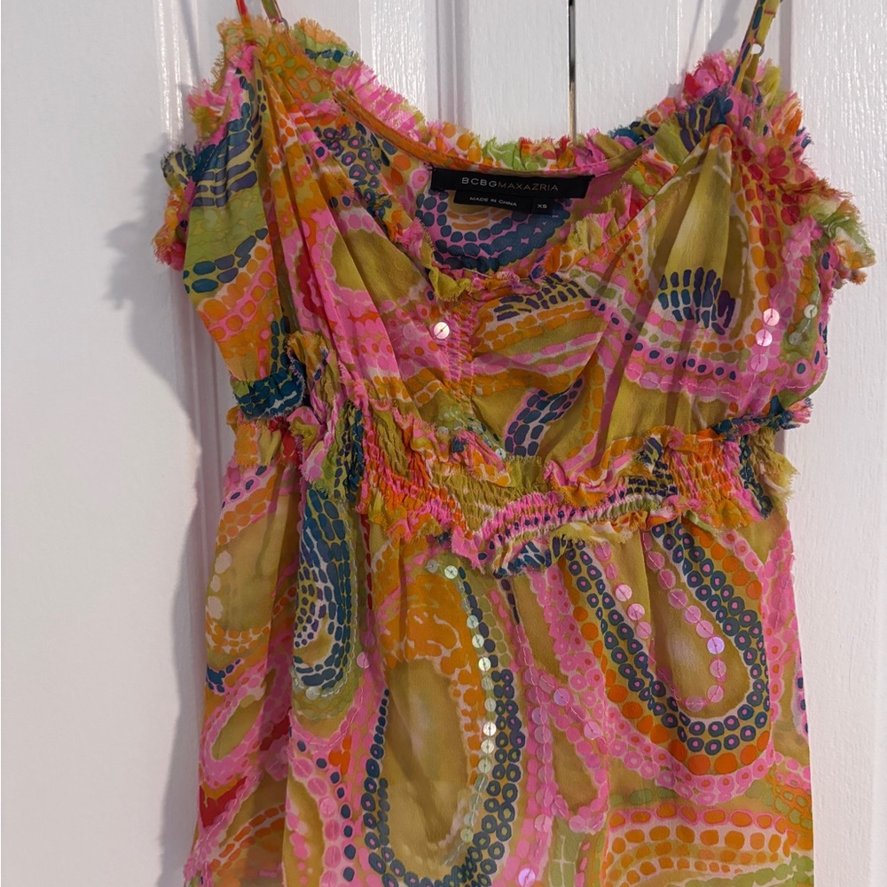 BCBGMaxAzria Multicolor Camisole with Pink and Green